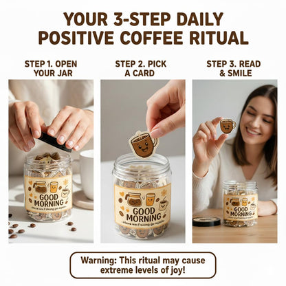 Positive Coffee Jar with 60 Affirmation Cards, Coffee Gifts For Women and Men, Dad, Mom, Coffee Themed Lover Gift, Emotional Support Latte, Cheer Up Funny Gag Gifts for Best Friends, Coworkers
