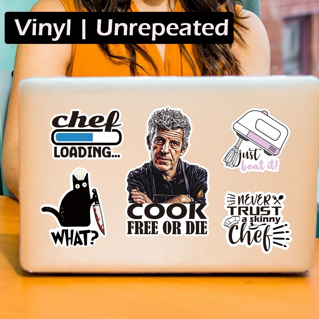 Funny Chef Stickers Pack | Waterproof Vinyl Decals for Water Bottles, Laptops,Car,Auto,Window | Ideal Chef Gifts Culinary School Supplies | Decorative Decals for Culinary Enthusiasts