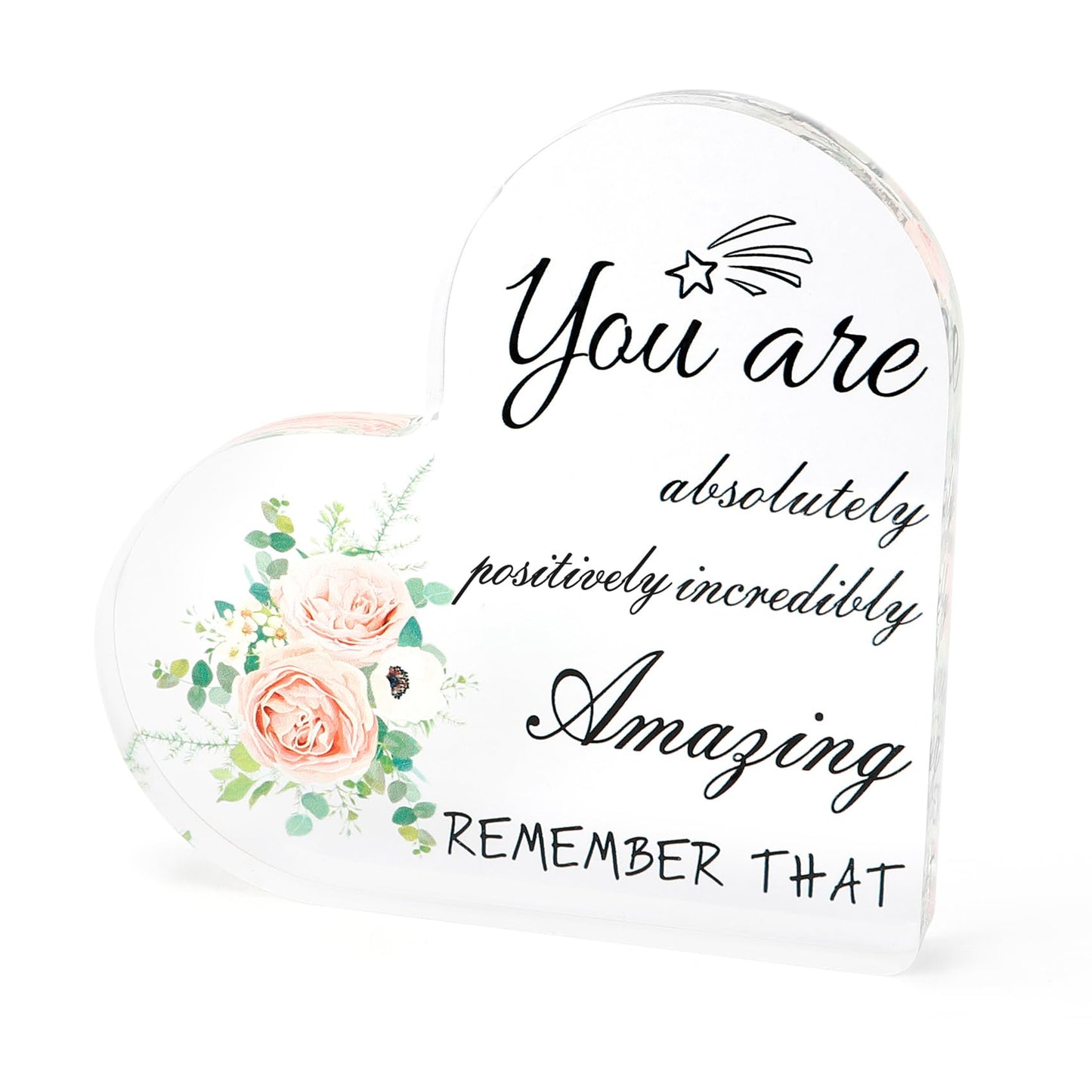 Acrylic Inspirational Heart Ornament for Women Inspirational Gift for Women, Acrylic Plaque Desk Sign Gift for Daughter Sister Birthday Modern Motivational