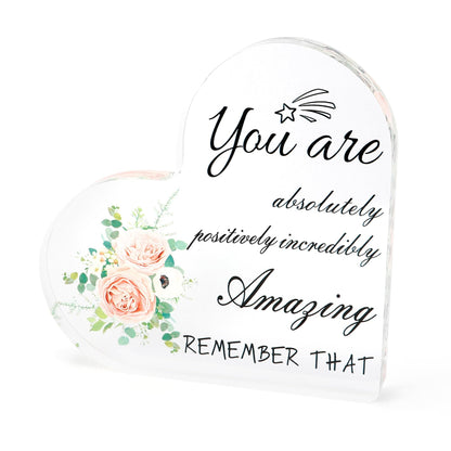 Acrylic Inspirational Heart Ornament for Women Inspirational Gift for Women, Acrylic Plaque Desk Sign Gift for Daughter Sister Birthday Modern Motivational
