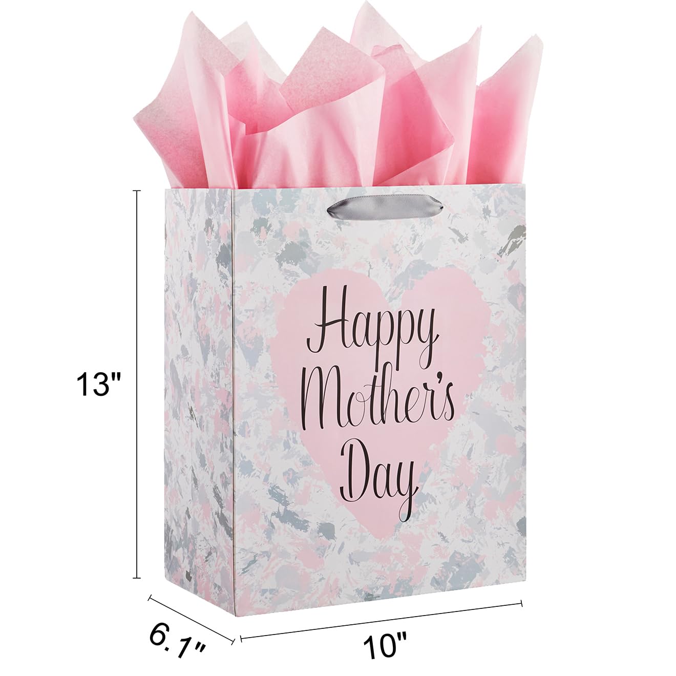 SUNCOLOR 13" Large Gift Bag with Tissue Paper for Mother's Day