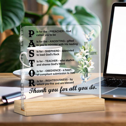 Pastor Appreciation Gifts for Men, Christian Gifts for Pastors Thank You Birthday Christmas, Religious Pastor Acrylic Plaque Sign Decor