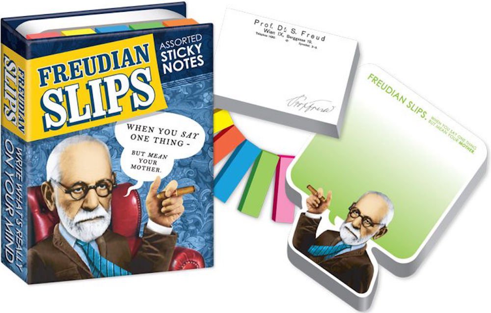 The Unemployed Philosophers Guild Freudian Slips Sticky Notes - Sigmund Freud Themed 3.25" by 4.25" Booklet with Self-Sticky Individual Notes Inside