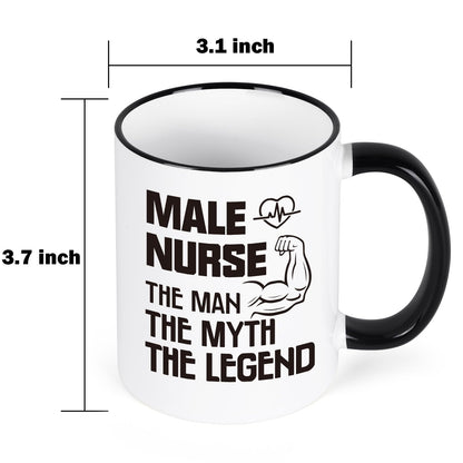 YHRJWN Male Nurse Gifts, The Man The Myth The Legend Mug, Nurse Gifts for Men, Graduation Birthday Nurses Appreciation Gift for Male Nurses, Colleague, Friends, 11 Oz Coffee Mug