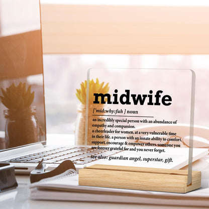 Midwife Gift for Women, Midwife Appreciation Thank You Gift, Midwife Gifts Ideas, Midwife Definition Acrylic Desk Sign Decor