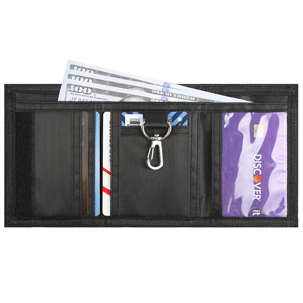 Kids Boys RFID Wallet with Magic Sticker, Teen Camo Nylon Wallet for Christmas/Birthday Gift Ideas (Camo Blue)