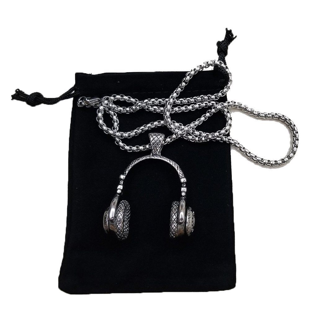 fashion Stainless Steel Headphone Pendant Necklace for Men