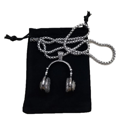fashion Stainless Steel Headphone Pendant Necklace for Men