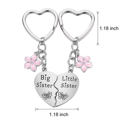 Lcbulu Sister Gifts from Sisters - 2PCS Big Little Sisters Matching Heart Keychain, Christmas Birthday Gifts for Sister