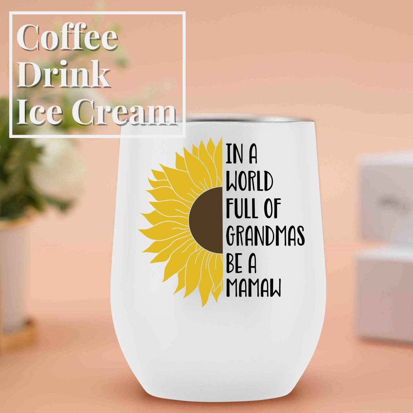 Onebttl Mamaw Gifts, Sunflower Grandma Gifts, 12oz Stainless Steel Insulated Tumbler for Sunflower Lovers, Perfect for Mother's Day, Birthday