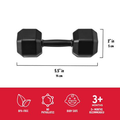 Genuine Fred Buff Baby Dumbbell Rattle Engaging and Sensory Rich Toy, Lightweight and Easy to Hold, Fun Gift for Fitness Enthusiast and New Parents