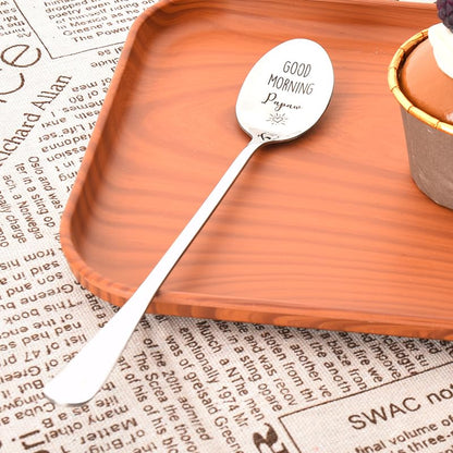 Grandpa Birthday Gifts for Papaw Papa from Granddaughter Grandson Good Morning Papaw Spoon for Grandpa Grandfather Fathers Day Christmas Gifts for Grandpa Papa Men Coffee Tea Spoon for Papa Papaw