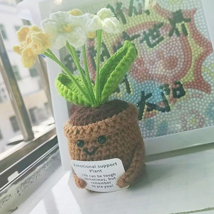 Birthday Gifts for Women Mini Positive Tulip Emotional Support CrochetPerfect as Christmas/Retirement/Thank-You Gifts for Female Colleagues Bosses Teachers & Friends (Smiling Sunflower)