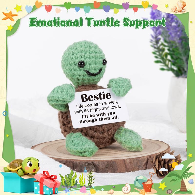 Xinezaa Friend Birthday Gifts for Bestie, Crochet Turtle, Friendship Long Distance Mothers Day Graduation Gifts for Women Girls Her Bestie Best Friend BFF Work Besties