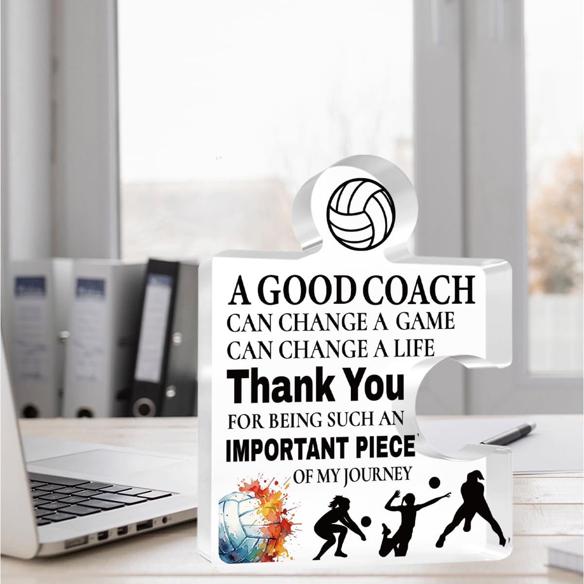 Inspirational Coach Thank You Appreciation Gifts Thank you for Being Such an Important Piece of my journey Acrylic Puzzle Volleyball Coach Gifts for Home Office Desk Table Decor