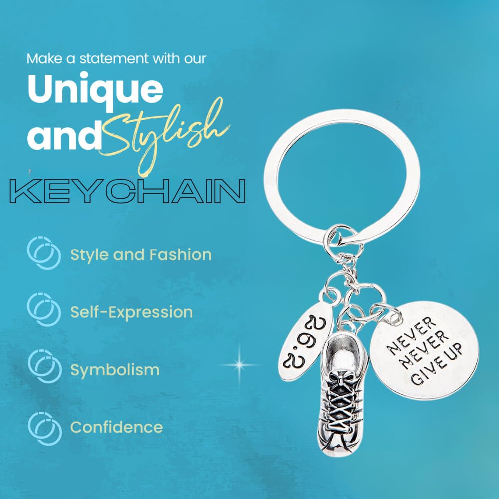 Infinity Collection Marathon Gifts - Never Give Up Runner Keychain, Running Jewelry, Marathon Jewelry, 26.2 Keychain