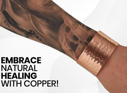 DEMMEX Copper Bracelet for Women – 100% Pure Hammered Turkish Copper Cuff, 1.5mm Thick High-Gauge, Handmade, Uncoated & Non-Magnetic, 1.6" Wide, Adjustable, in Wooden Gift Box
