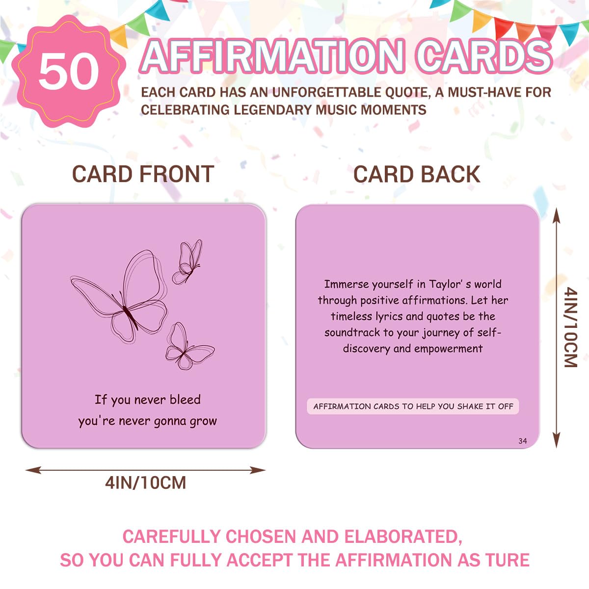 Positive Affirmation Cards for Women Inspirational Birthday Gifts for Music Lovers Motivational Cards for Game Nights Easter Mother’s Day Gifts (50pcs)