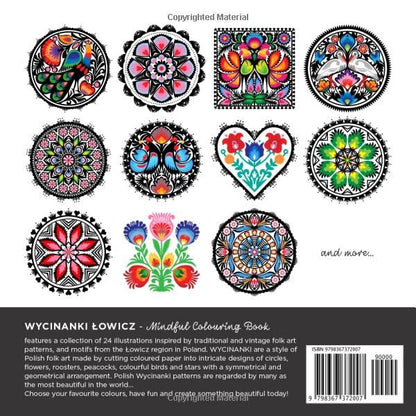 WYCINANKI LOWICZ | Polish Folk Art Beautiful Illustrations To Colour | 8.5 x 8.5 in | Mindful Colouring Book for Kids and Adults: Wycinanki Łowicz from Poland (Polish Folk Art - Colouring Book)