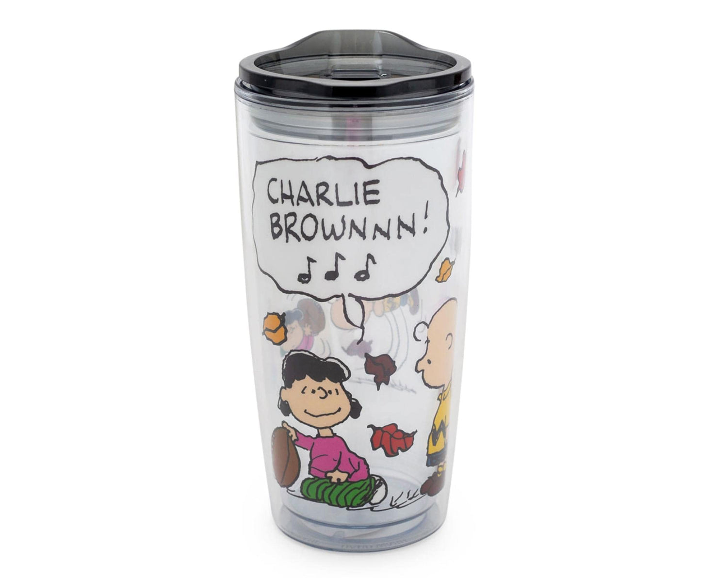 Silver Buffalo Peanuts Charley Brown Lucy Double Wall Travel Tumbler w/Slide Close Lid, 20 Ounces