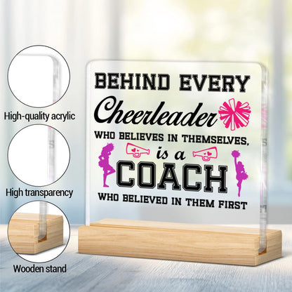 Cheer Coach Gifts, Gift for Cheerleading Coach Thank You Appreciation Birthday Retirement End of Year, Acrylic Plaque Sign Home Office Decor