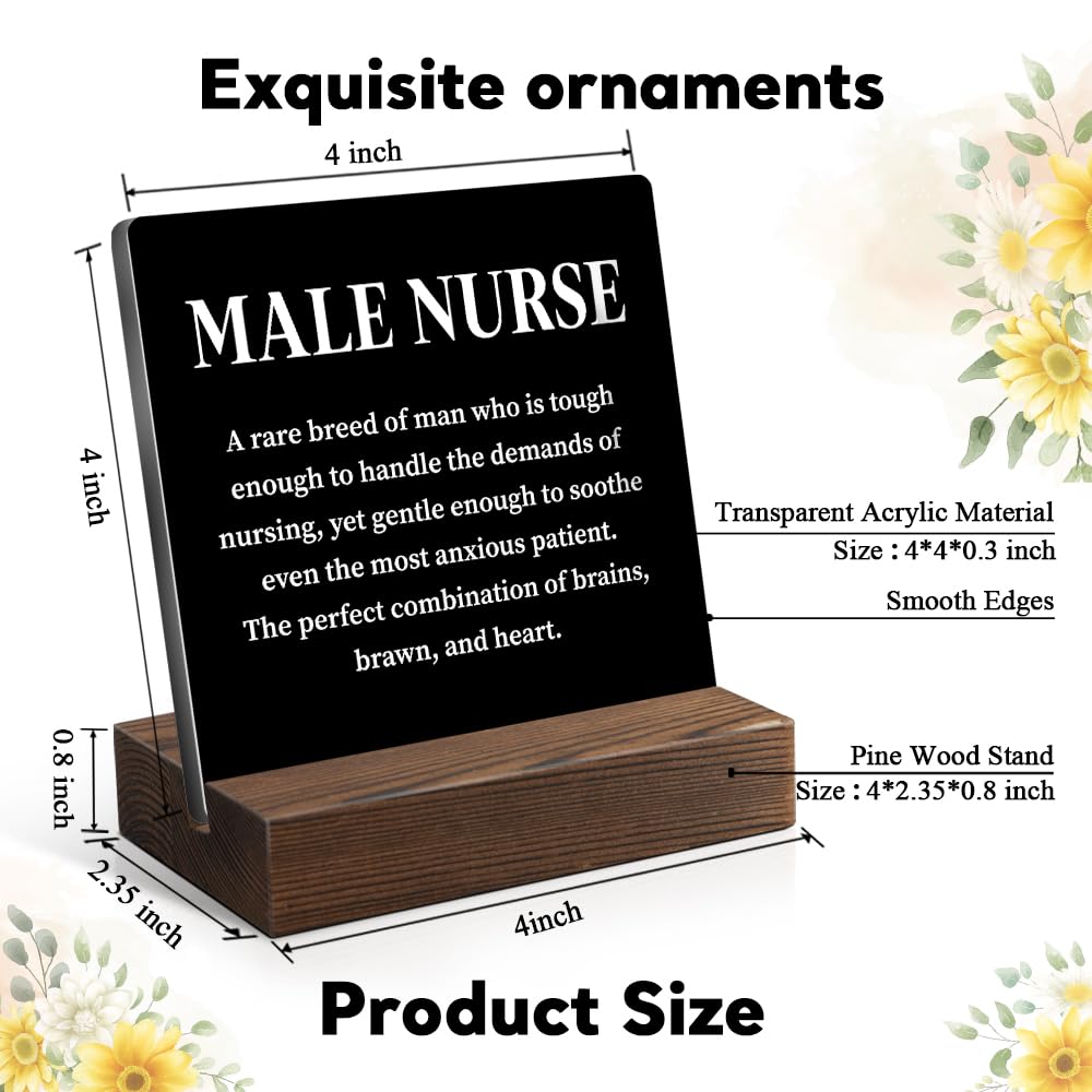 Male Nurse Definition Acrylic Sign with Wooden Stand, Appreciation Gifts for Male Nurse Healthcare Worker, Men Nurse Gifts, Thank You Nurse Gifts, Nurses Week Gifts for Men