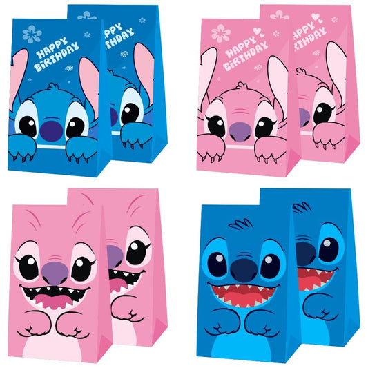 ARHAVI 12Pcs Stitch Party Gift Bags Goodie Bags, Stitch Birthday Party Supplies for Kids Birthday Decorations