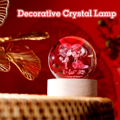 Love You Gift for Her Lovers 3D Crystal Ball Couple Gift Valentine's Gifts idea for Women 60mm Glass Romantic Gift for Wife Globe Decor I Love You Gifts Anniversary Christmas Birthday Gifts