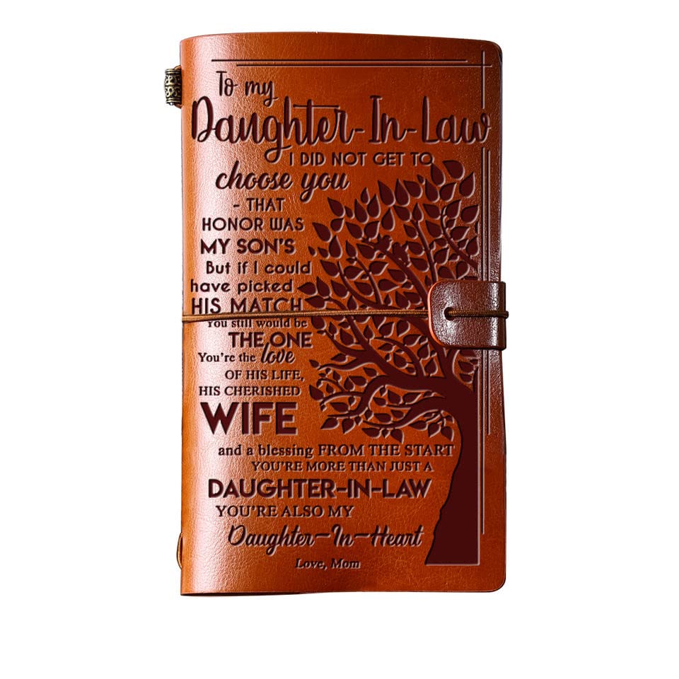 Daughter in Law Gifts from Mother in Law, To My Daughter in Law Leather Journal, 140 Page Refillable Writing Journal, Christmas Birthday Gifts for Daughter in Law for Wedding