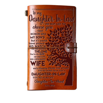 Daughter in Law Gifts from Mother in Law, To My Daughter in Law Leather Journal, 140 Page Refillable Writing Journal, Christmas Birthday Gifts for Daughter in Law for Wedding
