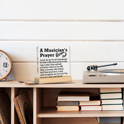 Musician Gifts for Men Women, Gifts for Music Lover Teacher Musicians Prayer Acrylic Desk Plaque Sign Home Music Room Studio Desk Decor
