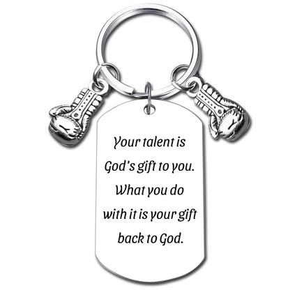 Inspirational Boxing Glove Keychain - Steel Appreciation Keepsake & Memorial Gift for Coach, Trainer, Colleague, Enthusiasts