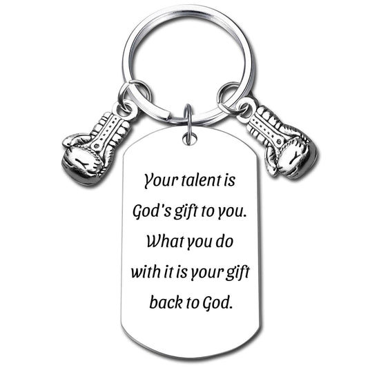 Inspirational Boxing Glove Keychain - Steel Appreciation Keepsake & Memorial Gift for Coach, Trainer, Colleague, Enthusiasts