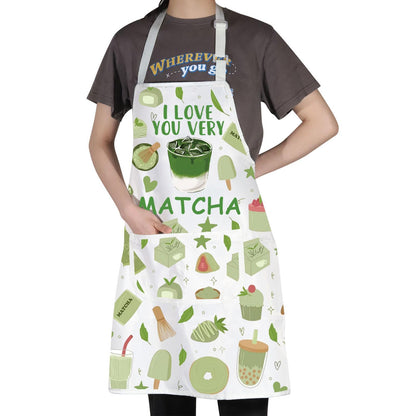 JNIAP Matcha Apron Matcha Lover Gifts Matcha Green Tea Gifts I Love You Very Matcha Gifts Matcha Tea Drinkers Gifts