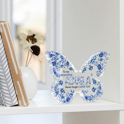 Mothers Day Gifts for Abuela Delicate Abuela Gifts from Grandkids Acrylic Butterfly Piece Decorations 4.5 x 3.5 inch Mothers Day Birthday Gifts for Abuela, Gifts Ideas for Abuela Blue