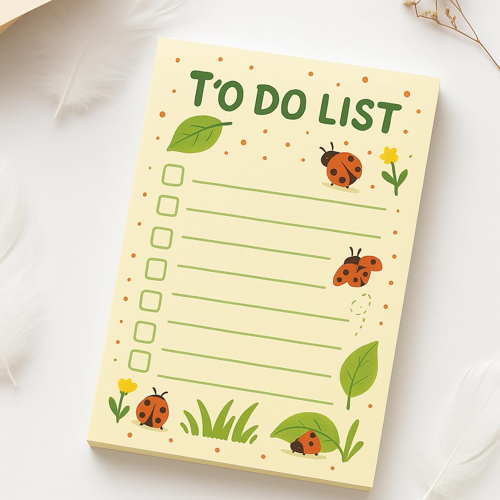 Ladybug Gifts – 4x6 Sticky Notes, 50 Sheets Nature-Themed Notepad with Cute Ladybugs, Birthday Gifts for Men, Women, Office Coworker, Friend
