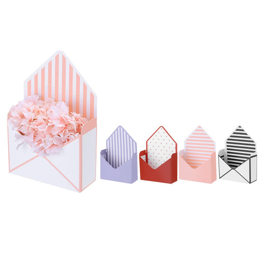 PATIKIL Paper Flower Gift Bags Set, 5 Pcs Paper Bouquet Flower Gift Bag with Handle Small Folding Hand Hold Envelope Box for Florist Wedding Party Birthdays, 2 Styles, Multicolored