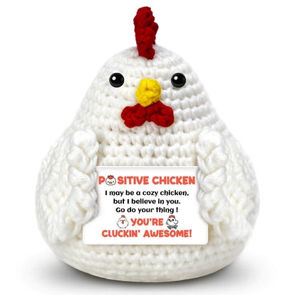 Chicken Gifts for Women, Emotional Support Crochet Chicken with Positive Card, Funny Chickens Lover Gifts, Chicken Stuffed Animal for Chicken Moms Friends Coworkers