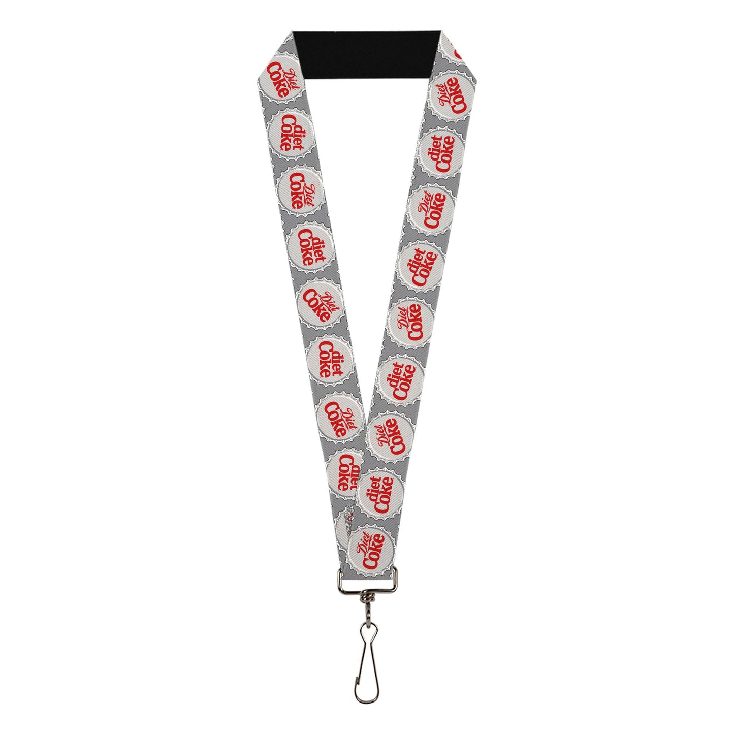Buckle-Down The Coca-Cola Company Lanyard, Diet Coke Bottle Caps Grays White Red, Elastic