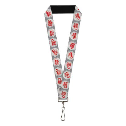 Buckle-Down The Coca-Cola Company Lanyard, Diet Coke Bottle Caps Grays White Red, Elastic