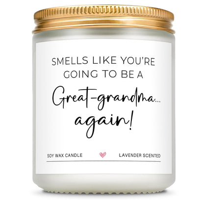 Great Grandma Gifts for Great Grandma Baby Announcement, Christmas - 7 Oz Lavender Scented Candles (Great-Grandma Again)