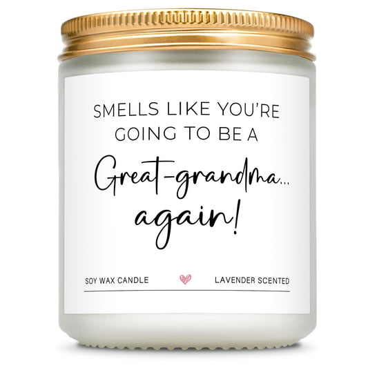 Great Grandma Gifts for Great Grandma Baby Announcement, Christmas - 7 Oz Lavender Scented Candles (Great-Grandma Again)