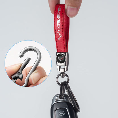 TACOMA Genuine Leather Car Keychain Key Chain for Men and Women Family Present Key Ring Accessories(Black)