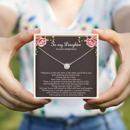 RareLove First Time Mom Gift,Daughter Pregnancy Gifts 925 Sterling Silver White Opal Necklace For Mom to be,Expecting Moms