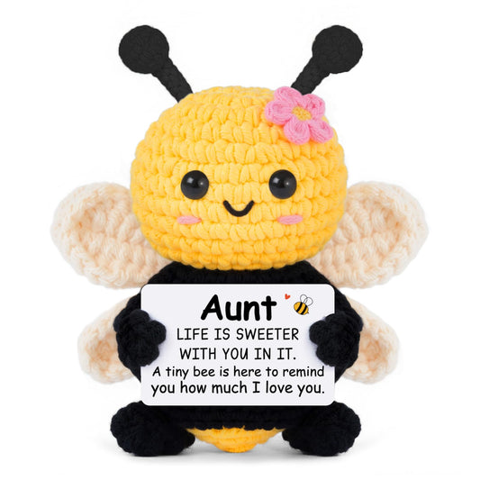 Aunt Gifts from Niece Nephew, Birthday Gifts for Aunt Ideas - Cute Handmade Crochet Bee - Christmas Valentines Mothers Day for Auntie, Emotional Support Crochet Decor