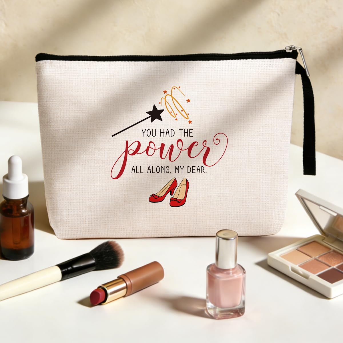 Jztco Inspirational Gifts for Women Her Wi-zard of OZ Gifts Ruby Fans Gift The Power Bag Encouragement Birthday Gifts for Women Her Girls Friend Sister You Had The Power All Along My Dear Makeup Bag