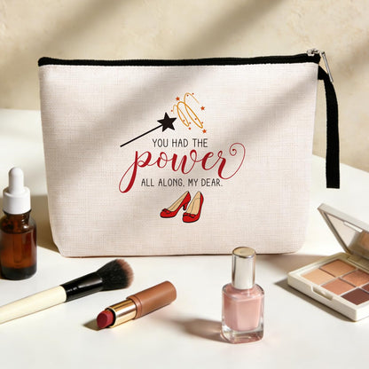 Jztco Inspirational Gifts for Women Her Wi-zard of OZ Gifts Ruby Fans Gift The Power Bag Encouragement Birthday Gifts for Women Her Girls Friend Sister You Had The Power All Along My Dear Makeup Bag