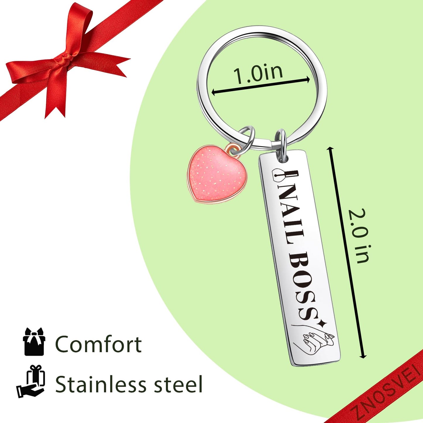 ZNOSVEI Nail Boss Keychain Nail Technician Jewelry Nail Artist Gift Nail Polish Keychain Nail Stylist Gift, Nail Boss Keychain, Standard