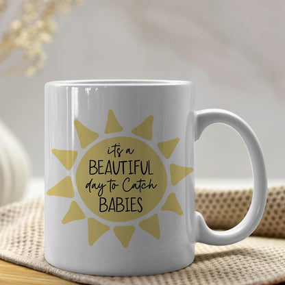 IWXYI Labor And Delivery Nurse Cup,Ob Doctor Gift,It's a Beautiful Day To Catch Babies Mug,l&d Nurse Coffee Mug 11 Ounce,Midwife Gifts