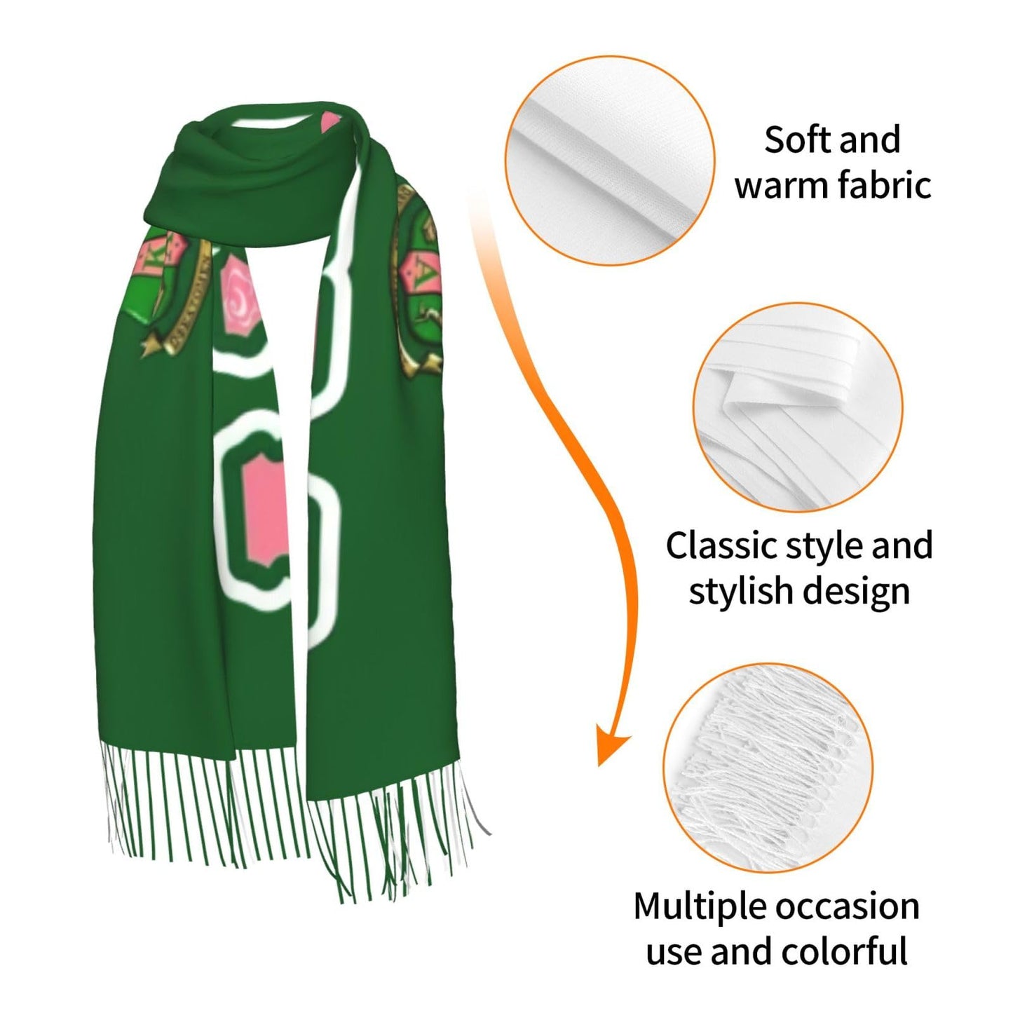 Sorority Gifts Soft Imitation Cashmere Shawl Scarf With Tassels For Ladies - Perfect For Glamorous Events & Sophisticated Evening Wear Society Gifts